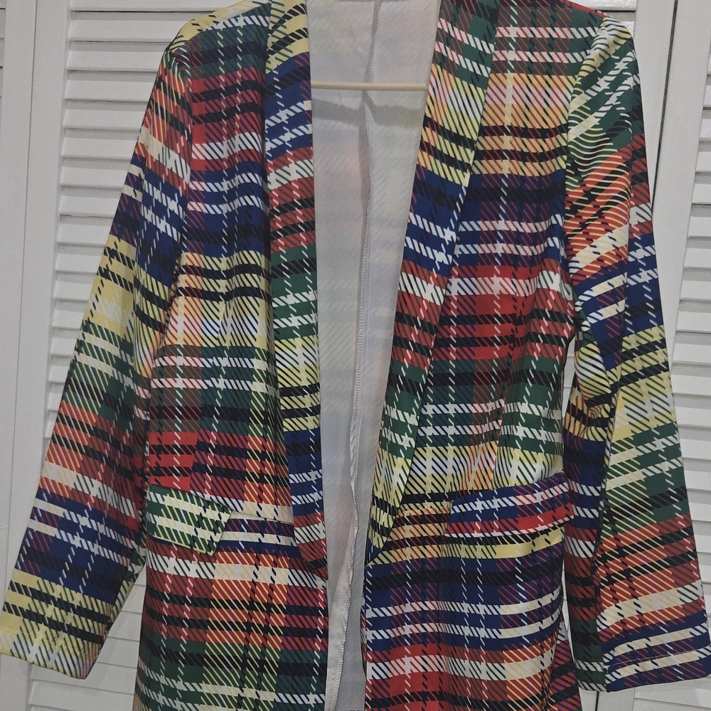 Multicolor Plaid Women's Blazer Size XL